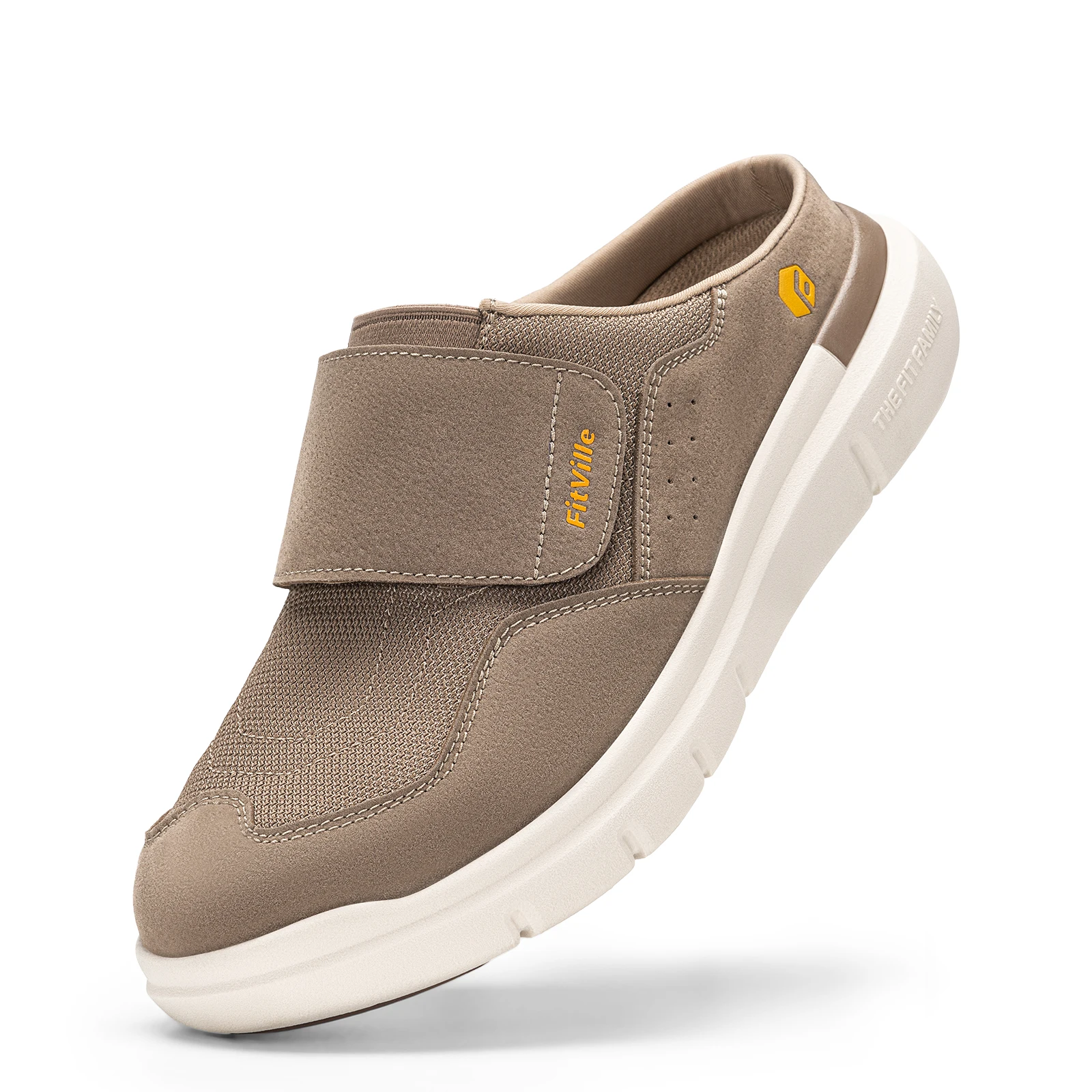 FitVille Men's Wide Fit Slippers with Arch Support Breathable Adjustable House Mules Orthopedic Indoor Walking Shoes