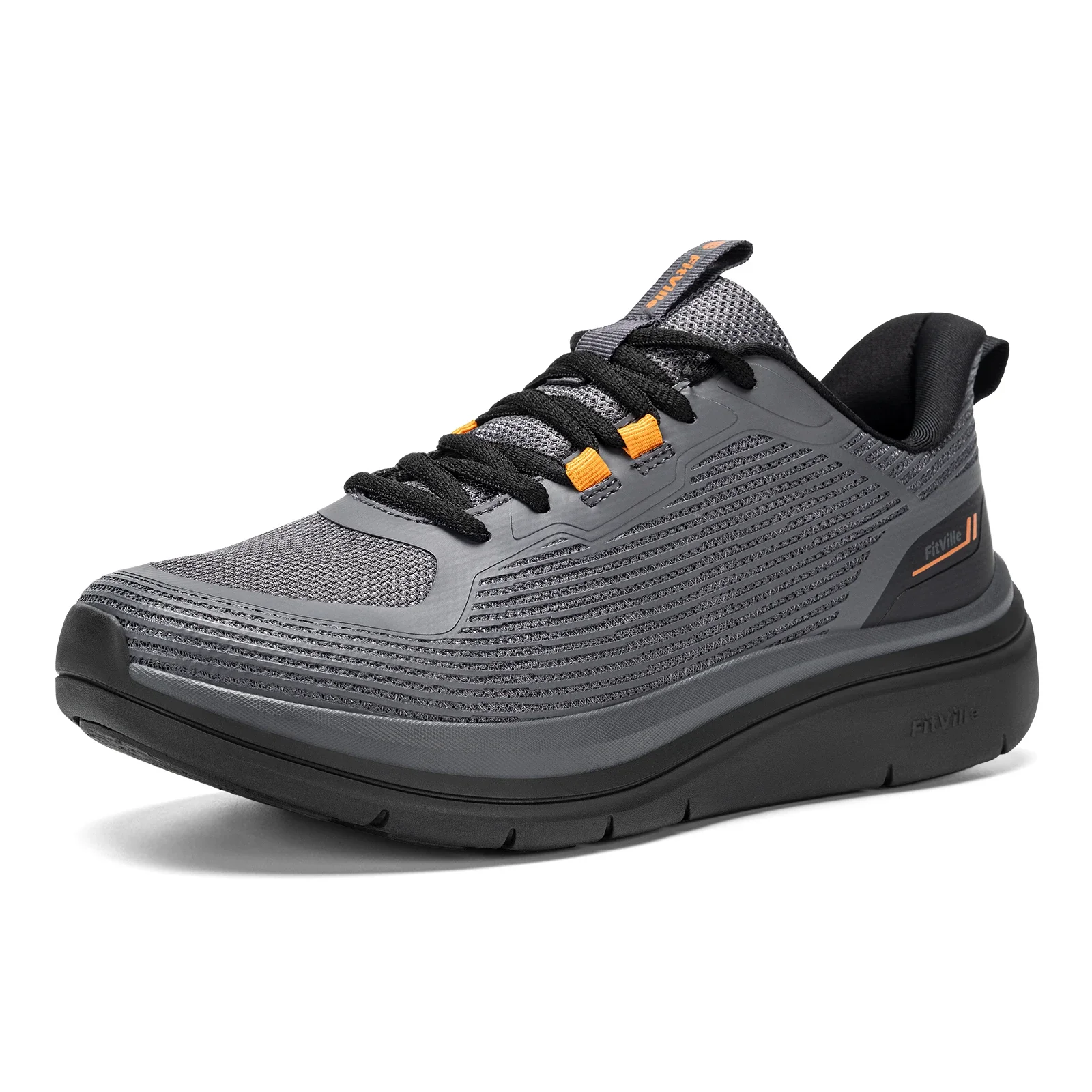 Fitville Men'S Walking Shoes Thick Soled Slip On Shoe Height Increasing Breathable Sneakers Wide Comfortable Outside&Work Shoe