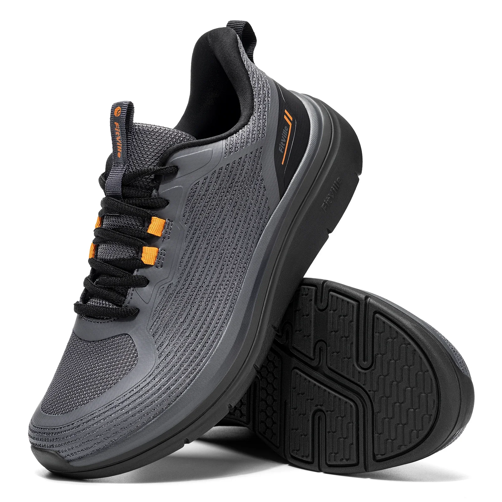 Fitville Men'S Walking Shoes Thick Soled Slip On Shoe Height Increasing Breathable Sneakers Wide Comfortable Outside&Work Shoe