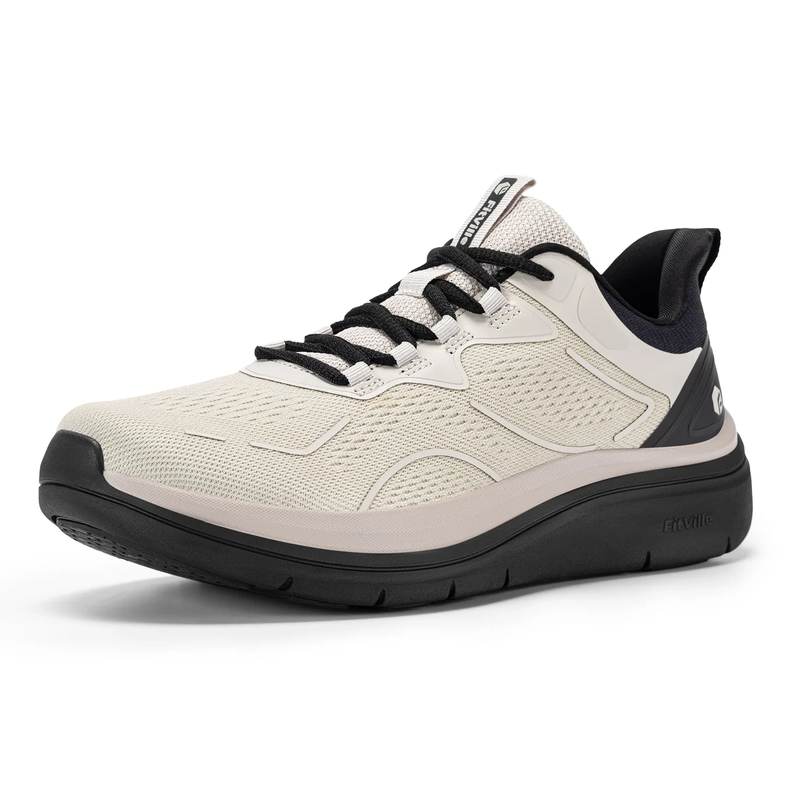 Fitville Men'S Walking Shoes Thick Soled Slip On Shoe Height Increasing Breathable Sneakers Wide Comfortable Outside&Work Shoe
