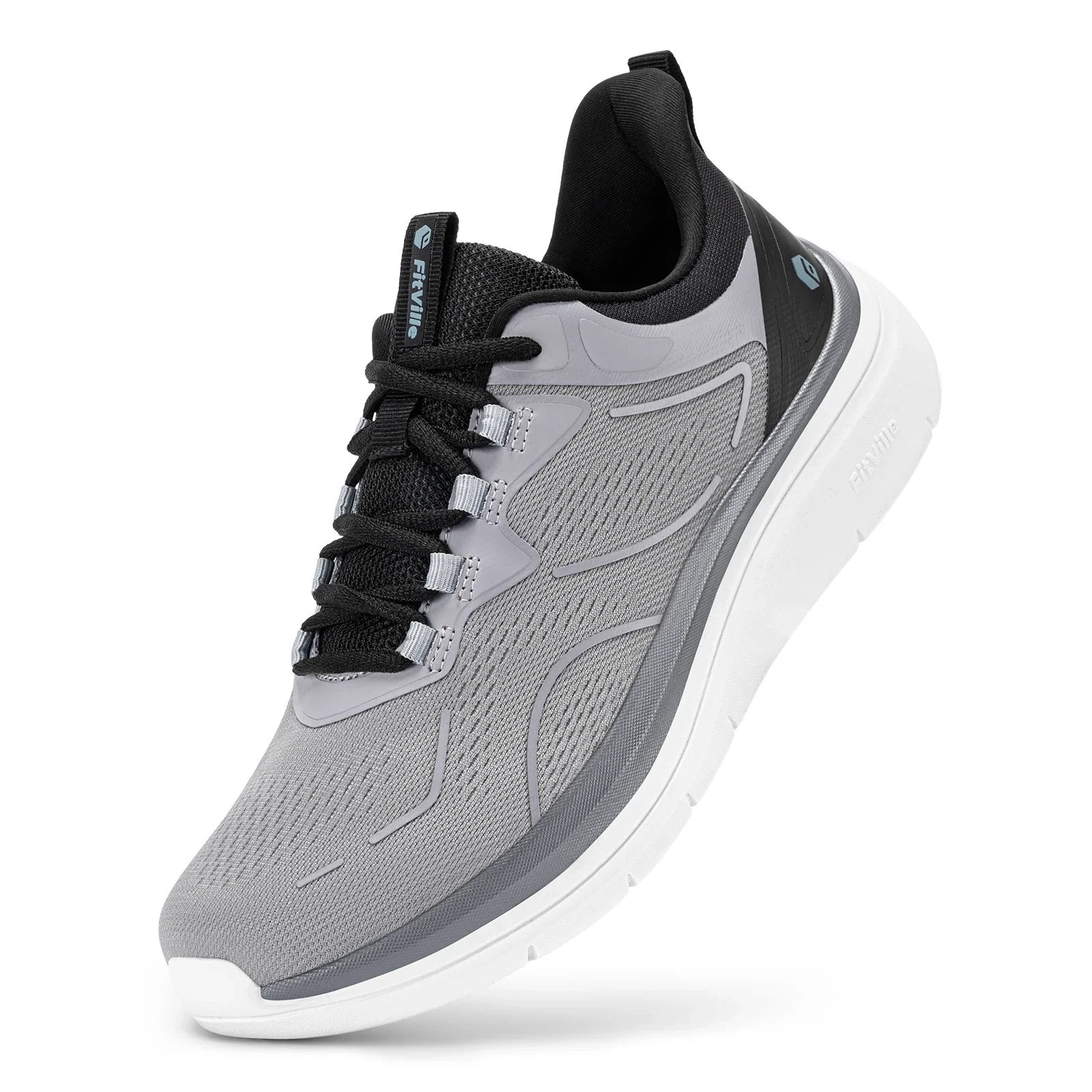 Fitville Men'S Walking Shoes Thick Soled Slip On Shoe Height Increasing Breathable Sneakers Wide Comfortable Outside&Work Shoe