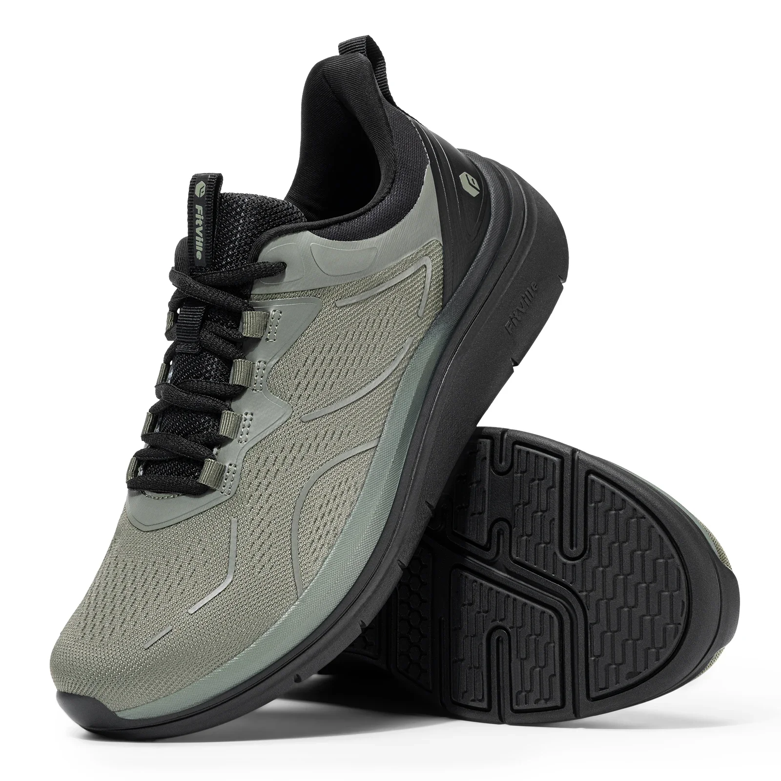 Fitville Men'S Walking Shoes Thick Soled Slip On Shoe Height Increasing Breathable Sneakers Wide Comfortable Outside&Work Shoe