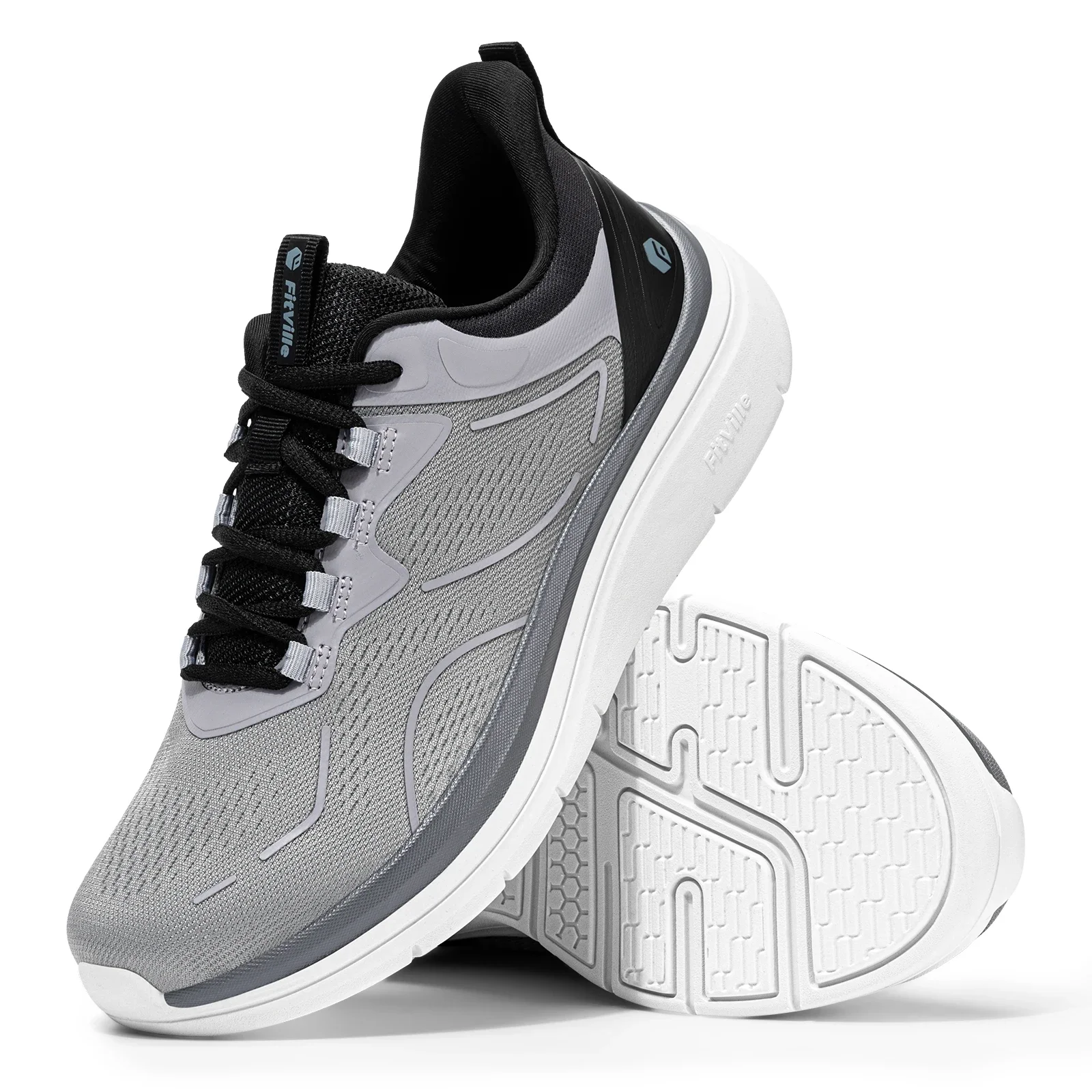 Fitville Men'S Walking Shoes Thick Soled Slip On Shoe Height Increasing Breathable Sneakers Wide Comfortable Outside&Work Shoe