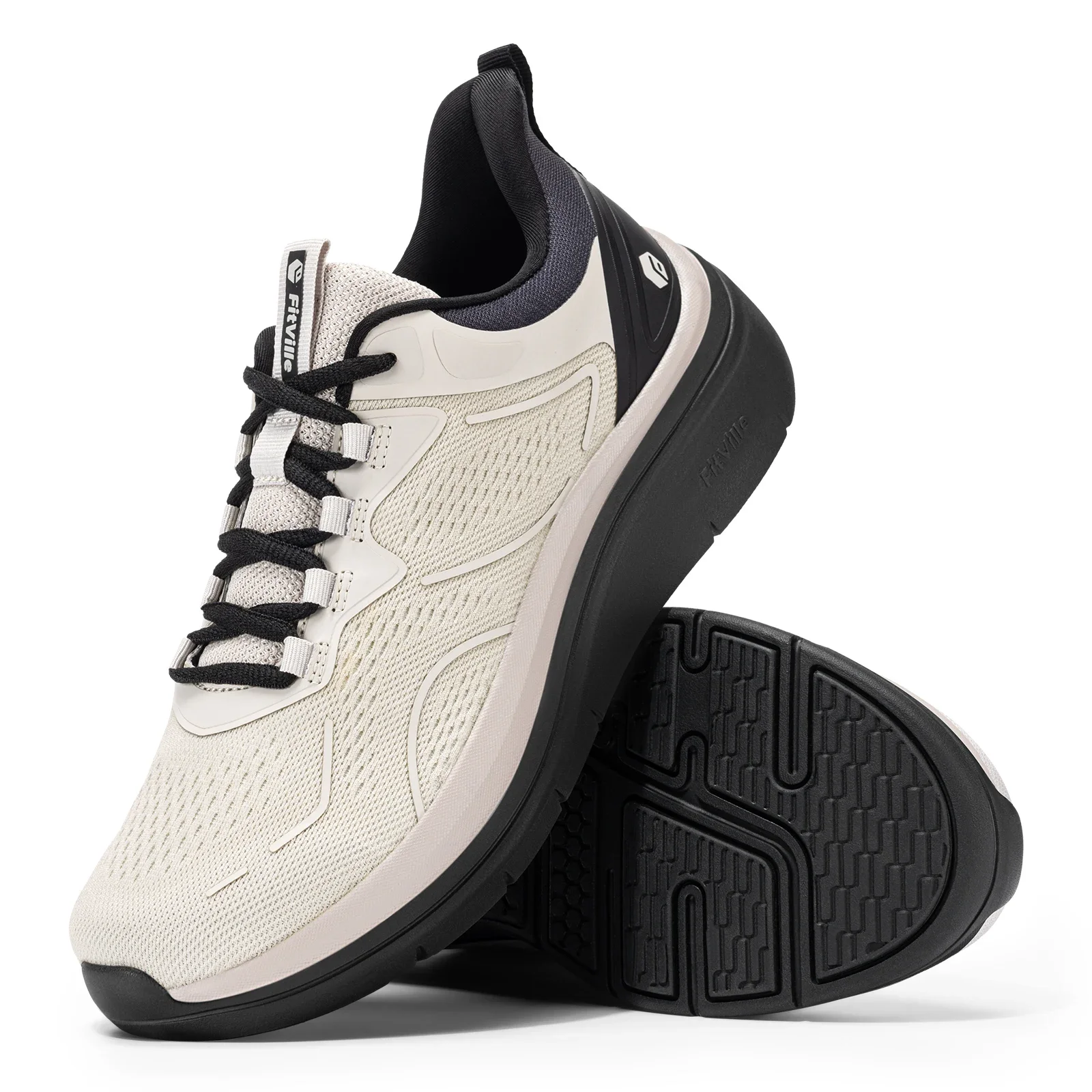 Fitville Men'S Walking Shoes Thick Soled Slip On Shoe Height Increasing Breathable Sneakers Wide Comfortable Outside&Work Shoe