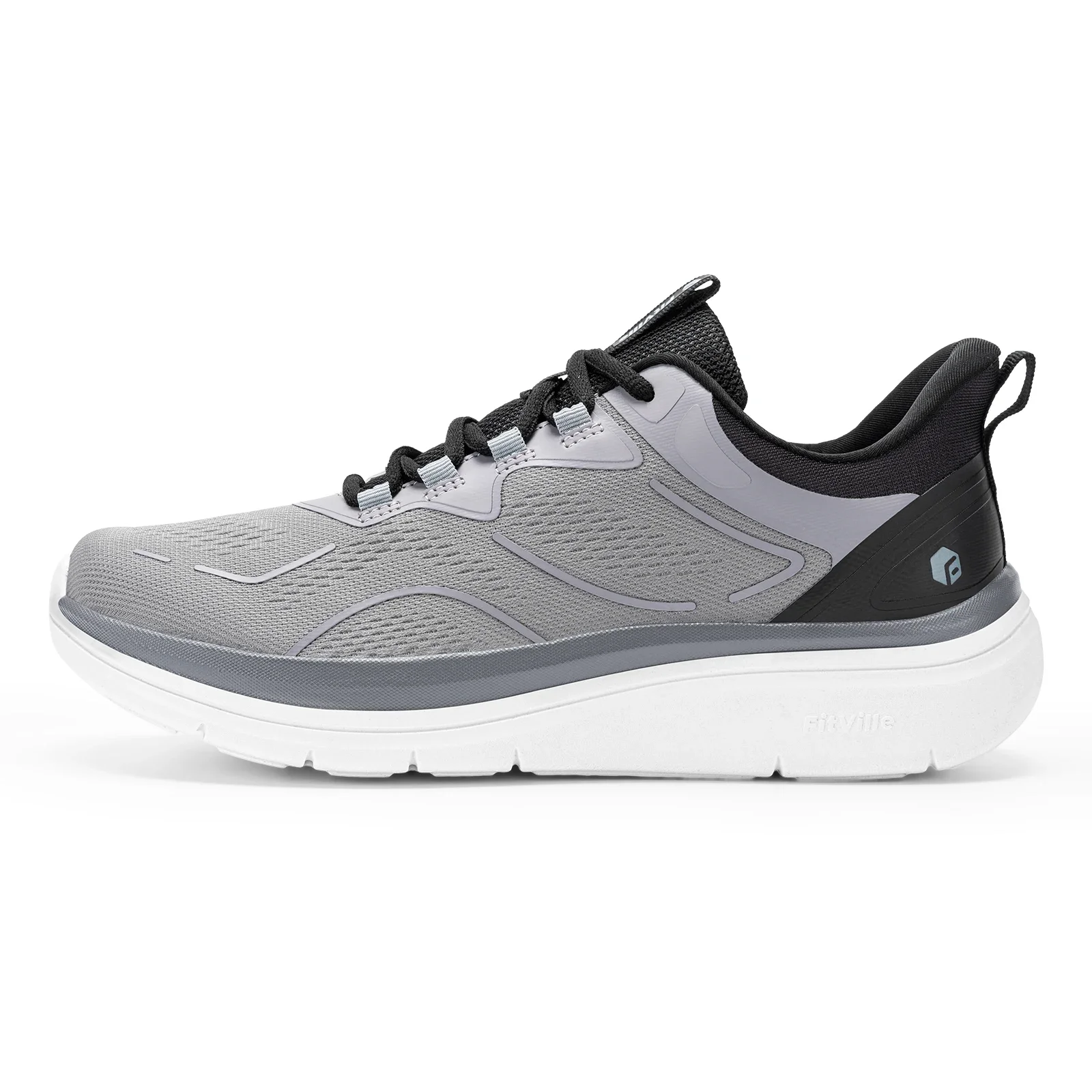 Fitville Men'S Walking Shoes Thick Soled Slip On Shoe Height Increasing Breathable Sneakers Wide Comfortable Outside&Work Shoe