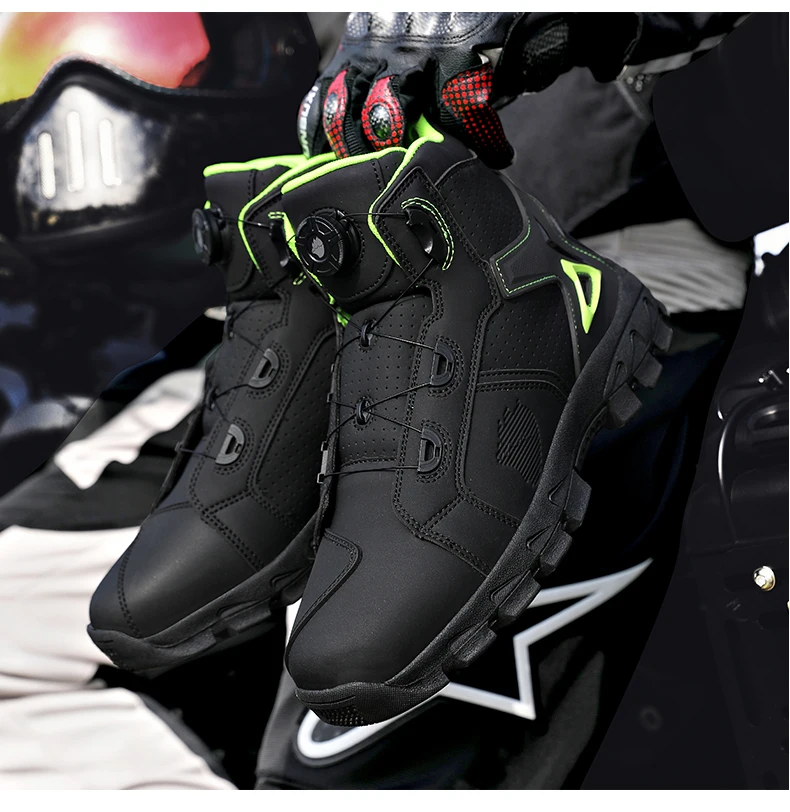Professional Men's Motorcycle Boots Off-Road Racing Shoes Street Motorcycle Equipment Ultra-Fine Fiber Leather Boat