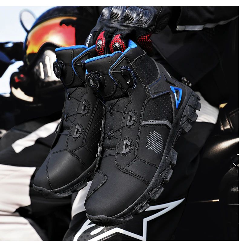 Professional Men's Motorcycle Boots Off-Road Racing Shoes Street Motorcycle Equipment Ultra-Fine Fiber Leather Boat