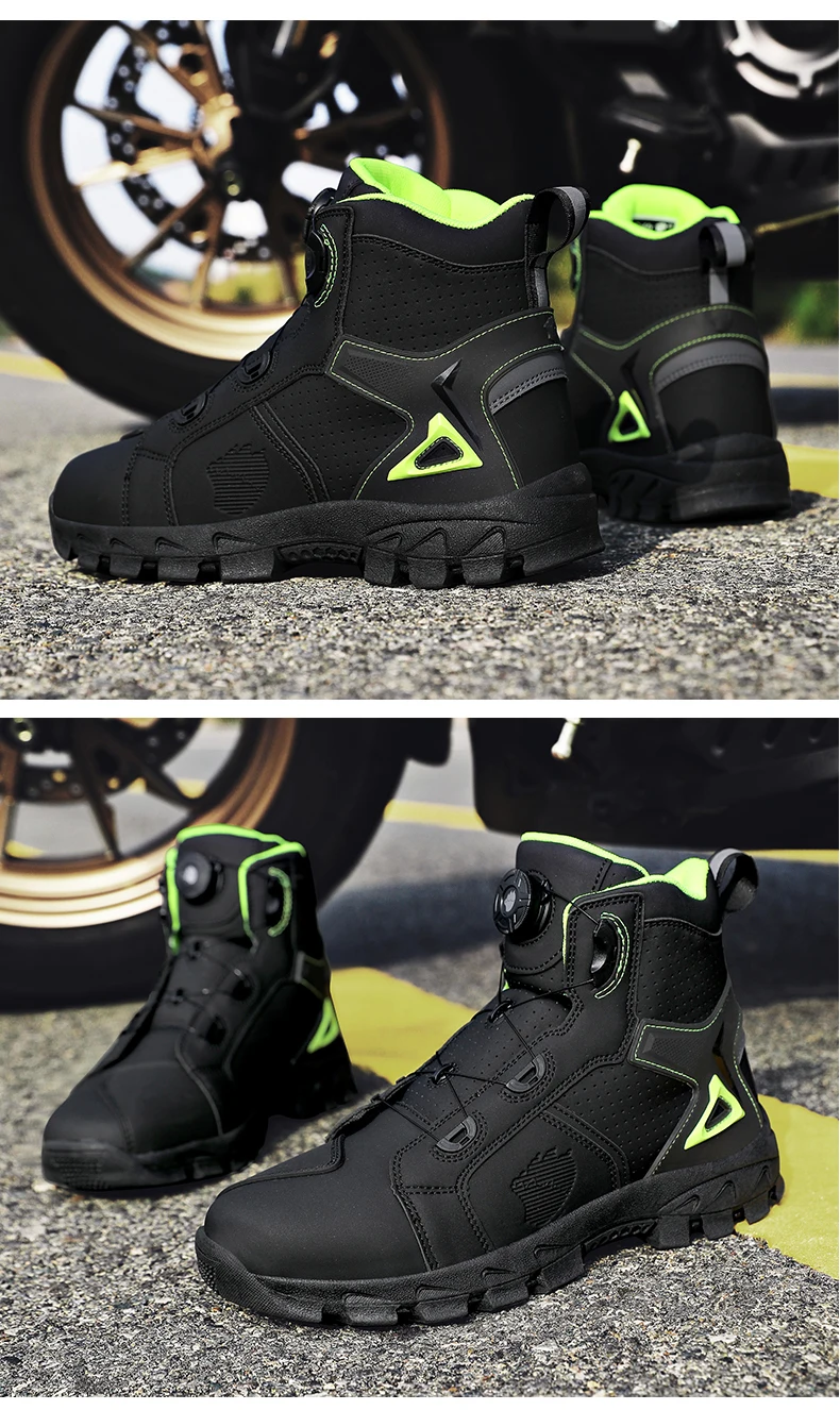 Professional Men's Motorcycle Boots Off-Road Racing Shoes Street Motorcycle Equipment Ultra-Fine Fiber Leather Boat