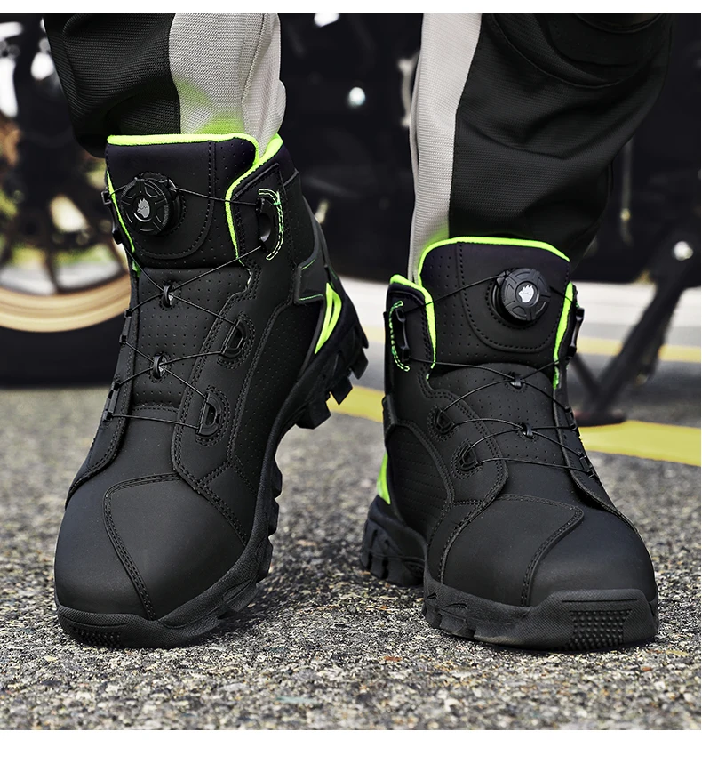 Professional Men's Motorcycle Boots Off-Road Racing Shoes Street Motorcycle Equipment Ultra-Fine Fiber Leather Boat