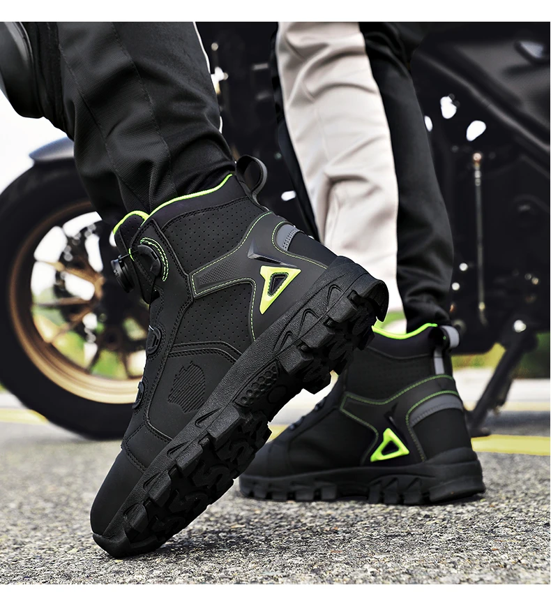 Professional Men's Motorcycle Boots Off-Road Racing Shoes Street Motorcycle Equipment Ultra-Fine Fiber Leather Boat