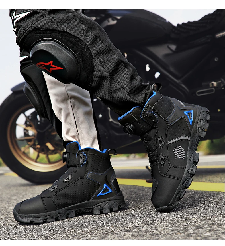 Professional Men's Motorcycle Boots Off-Road Racing Shoes Street Motorcycle Equipment Ultra-Fine Fiber Leather Boat