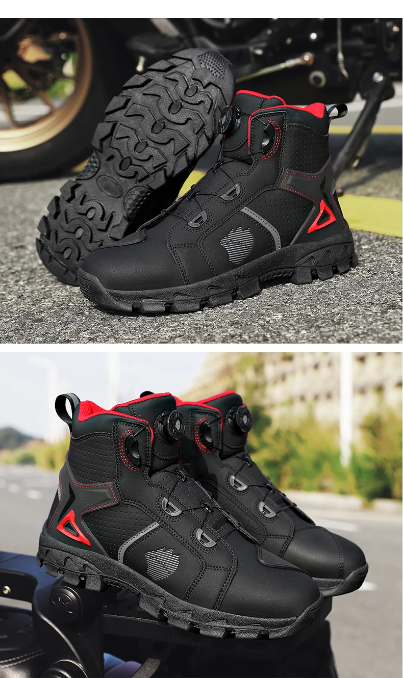 Professional Men's Motorcycle Boots Off-Road Racing Shoes Street Motorcycle Equipment Ultra-Fine Fiber Leather Boat