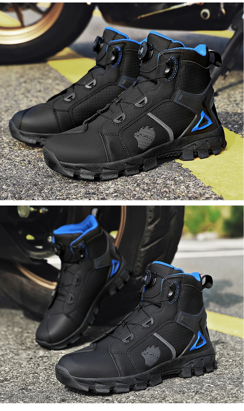 Professional Men's Motorcycle Boots Off-Road Racing Shoes Street Motorcycle Equipment Ultra-Fine Fiber Leather Boat