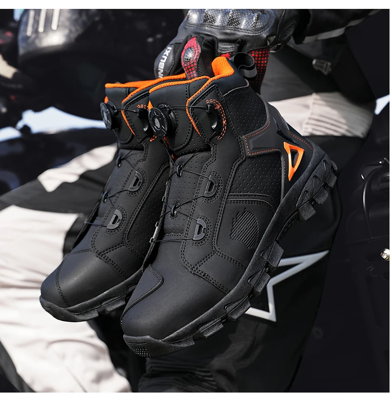 Professional Men's Motorcycle Boots Off-Road Racing Shoes Street Motorcycle Equipment Ultra-Fine Fiber Leather Boat