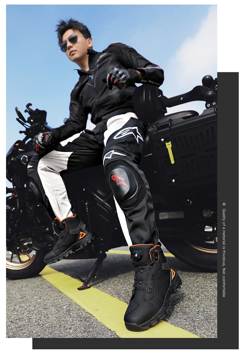 Professional Men's Motorcycle Boots Off-Road Racing Shoes Street Motorcycle Equipment Ultra-Fine Fiber Leather Boat