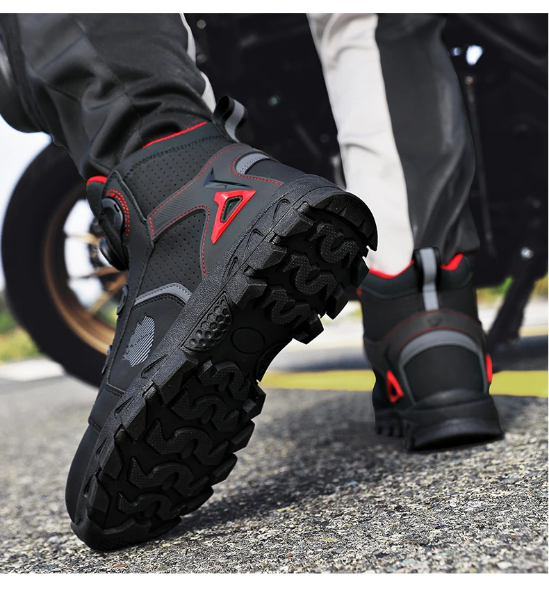 Professional Men's Motorcycle Boots Off-Road Racing Shoes Street Motorcycle Equipment Ultra-Fine Fiber Leather Boat