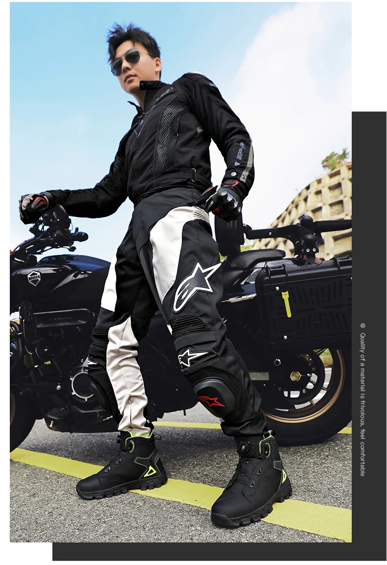 Professional Men's Motorcycle Boots Off-Road Racing Shoes Street Motorcycle Equipment Ultra-Fine Fiber Leather Boat