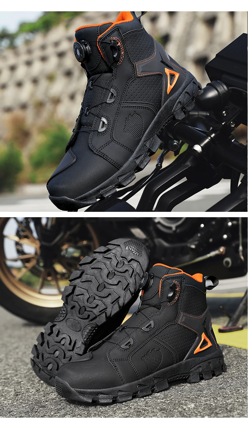 Professional Men's Motorcycle Boots Off-Road Racing Shoes Street Motorcycle Equipment Ultra-Fine Fiber Leather Boat