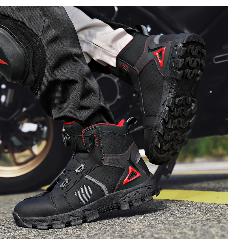 Professional Men's Motorcycle Boots Off-Road Racing Shoes Street Motorcycle Equipment Ultra-Fine Fiber Leather Boat