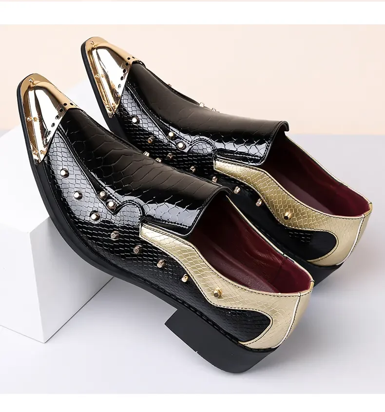 Handmade Red Men's Crocodile Leather Shoes Metal Pointy Toe Business Dress Suit Men Shoe Oxfords Flats Zapatos De Hombre