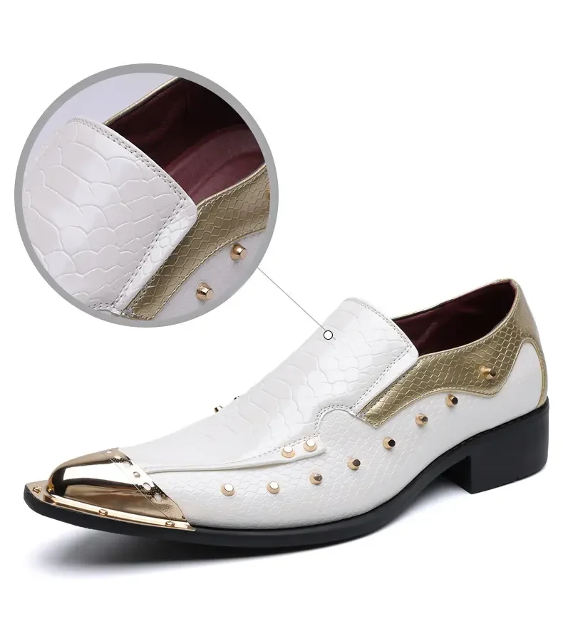 Handmade Red Men's Crocodile Leather Shoes Metal Pointy Toe Business Dress Suit Men Shoe Oxfords Flats Zapatos De Hombre