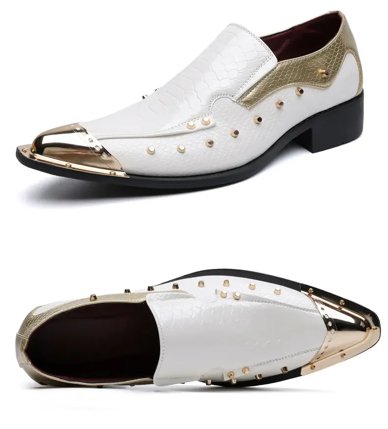 Handmade Red Men's Crocodile Leather Shoes Metal Pointy Toe Business Dress Suit Men Shoe Oxfords Flats Zapatos De Hombre