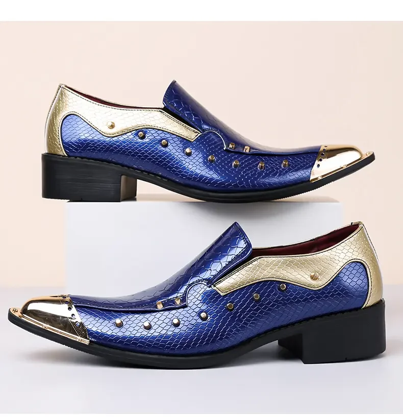 Handmade Red Men's Crocodile Leather Shoes Metal Pointy Toe Business Dress Suit Men Shoe Oxfords Flats Zapatos De Hombre