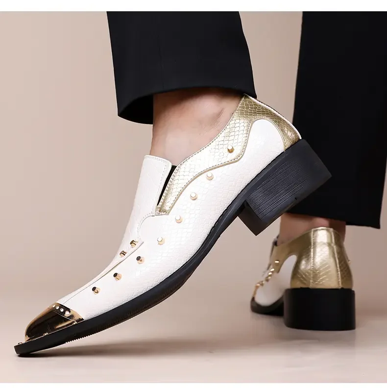 Handmade Red Men's Crocodile Leather Shoes Metal Pointy Toe Business Dress Suit Men Shoe Oxfords Flats Zapatos De Hombre