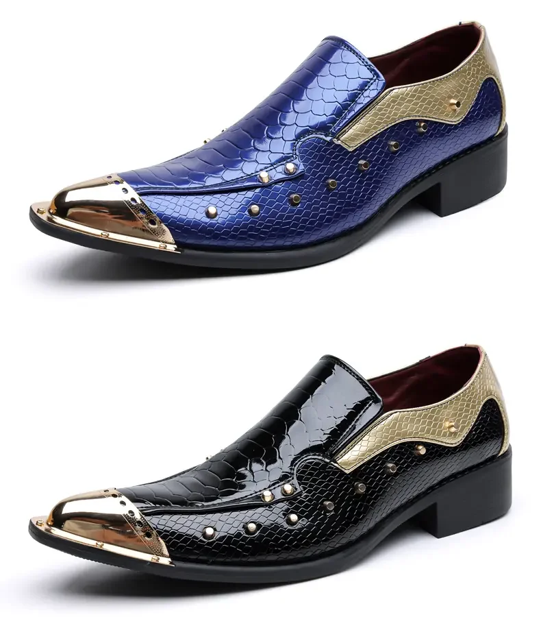 Handmade Red Men's Crocodile Leather Shoes Metal Pointy Toe Business Dress Suit Men Shoe Oxfords Flats Zapatos De Hombre