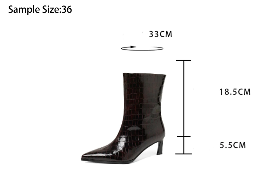 SmallHut New Trend 2027 Women Autumn Winter Split Leather Pattern Ankle Boots Gray Brown Thin Heels Pointed Toe Slip-On Boots