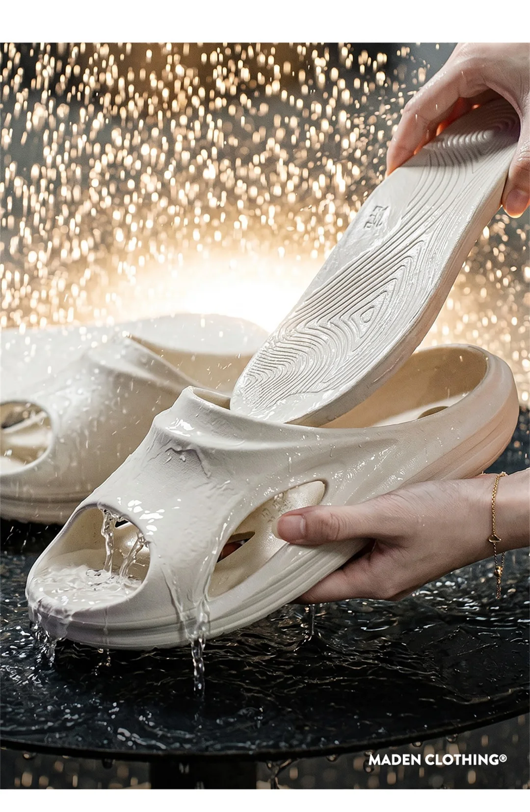 Maden Women's Sports Cloud Feel One Band Slippers Thick Sole Waterproof Outdoor Beach Couple Casual Soft Comfort Summer Slides