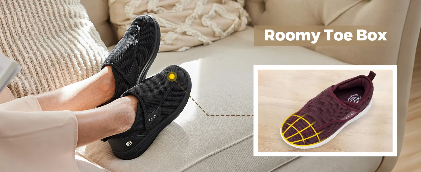 FitVille Diabetic Shoes Extra Wide Walking Shoes Elderly Bunion Orthopedics Toning Shoe Adjustable Thumb Eversion Swollen Feet