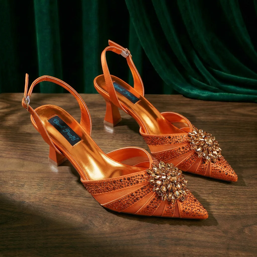 2026 Elegant Purple Color Women's Heels Shoes Bag Set Rhinestone Embellished Designer HAND CRAFTED UPPER Shoes for Special Event