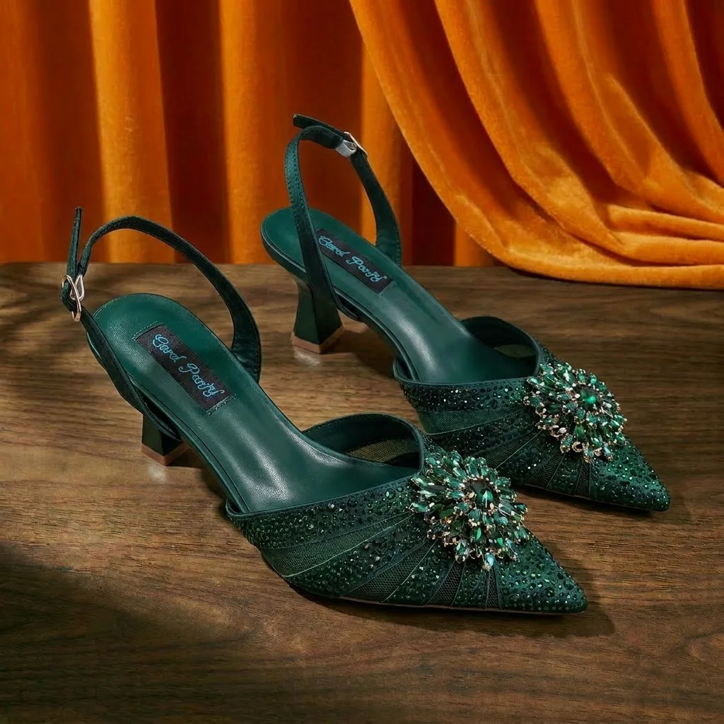 2026 Elegant Purple Color Women's Heels Shoes Bag Set Rhinestone Embellished Designer HAND CRAFTED UPPER Shoes for Special Event