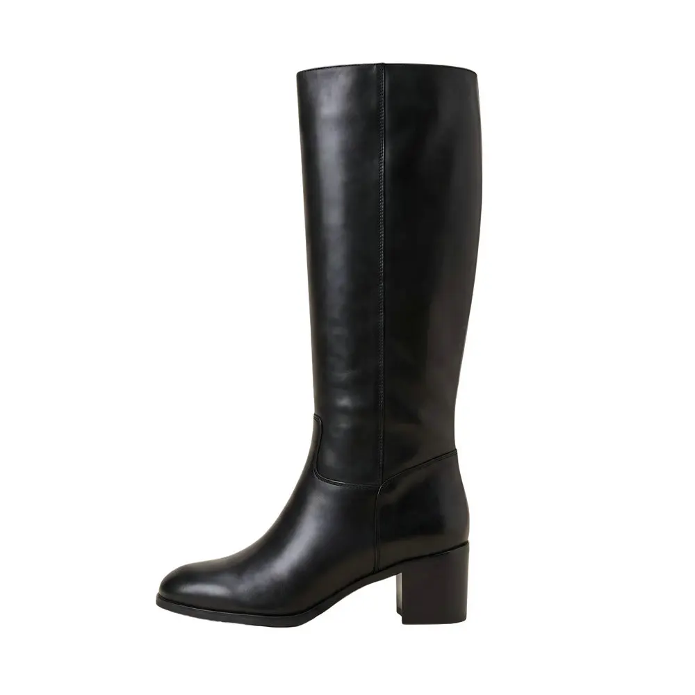 QUTAA Fashion Winter Women Knee High Boots Woman Cow Suede Shoes High Heels Autumn Casual Motorcycle Western Long Boots 34-43