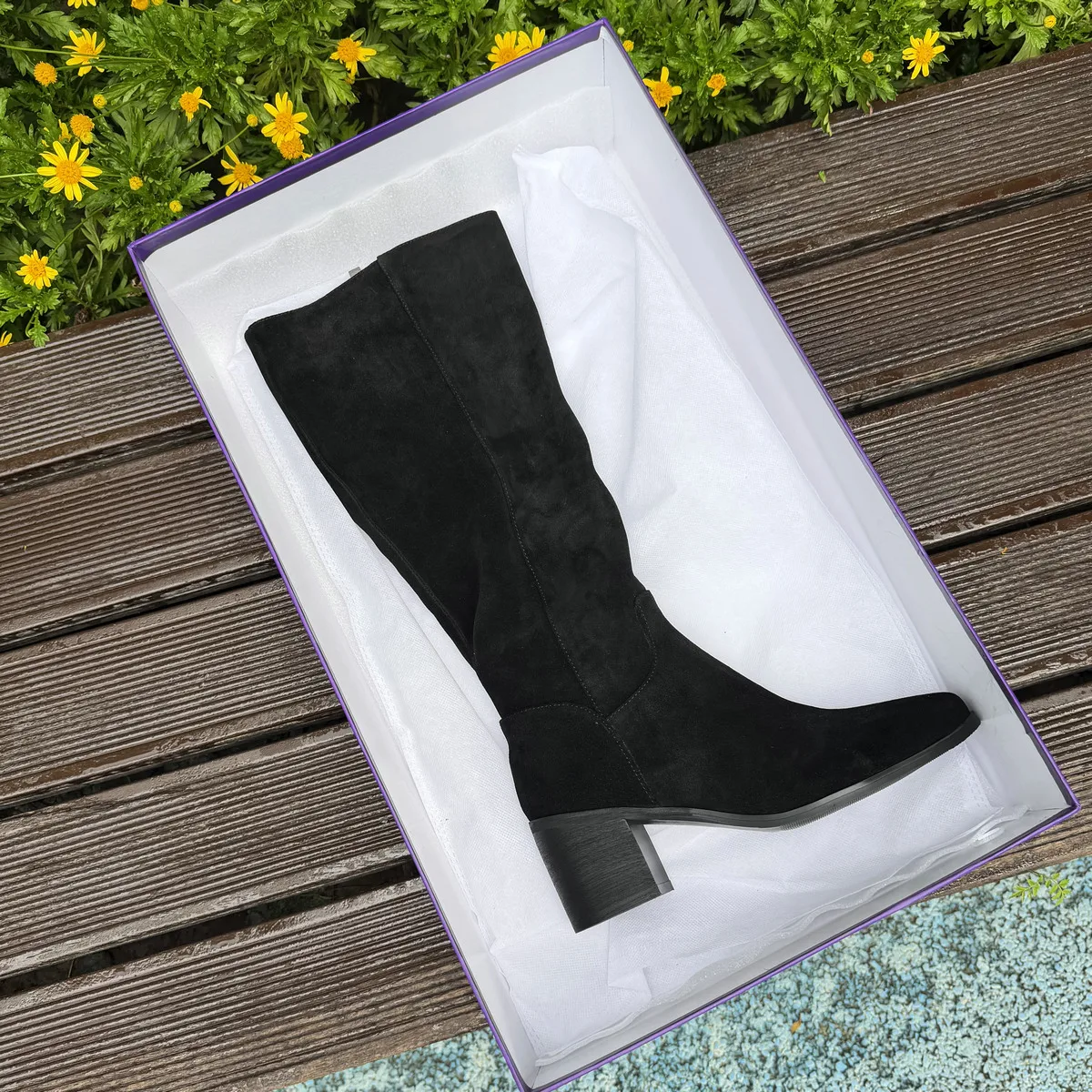 QUTAA Fashion Winter Women Knee High Boots Woman Cow Suede Shoes High Heels Autumn Casual Motorcycle Western Long Boots 34-43