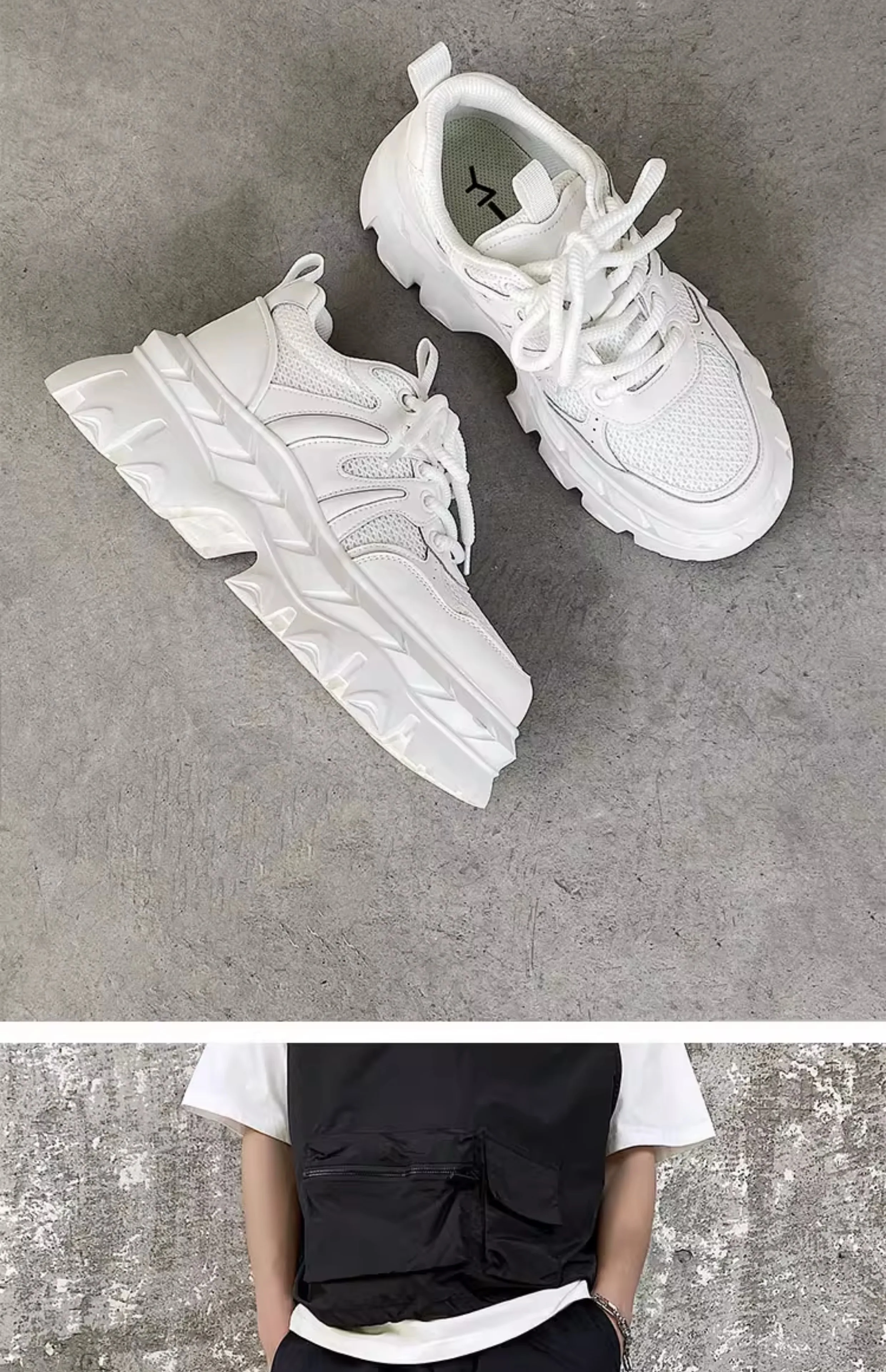 Height increasing 7CM men's shoes IG dad shoes sporty and versatile summer breathable mesh thick sole derby shoes
