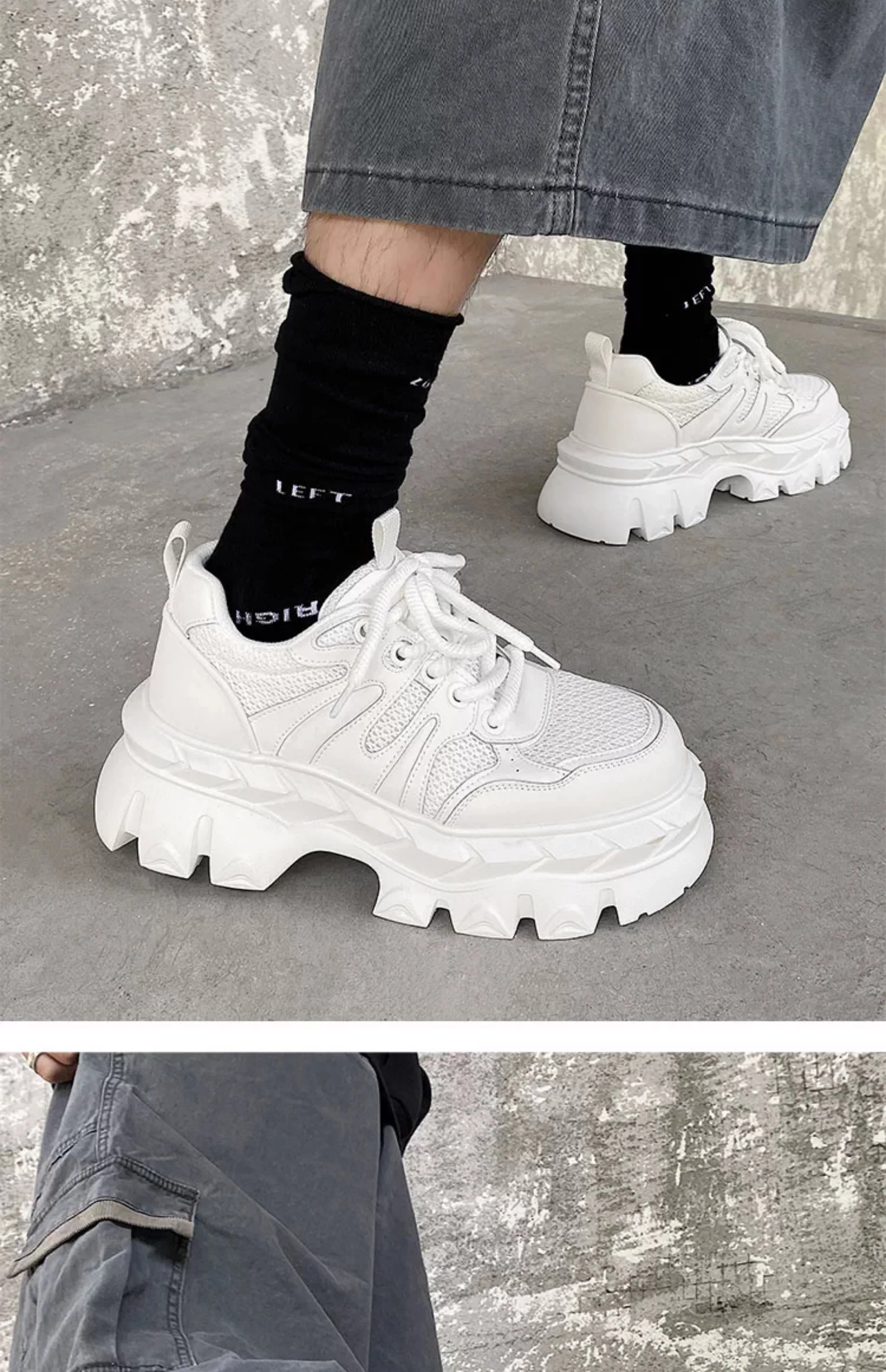 Height increasing 7CM men's shoes IG dad shoes sporty and versatile summer breathable mesh thick sole derby shoes