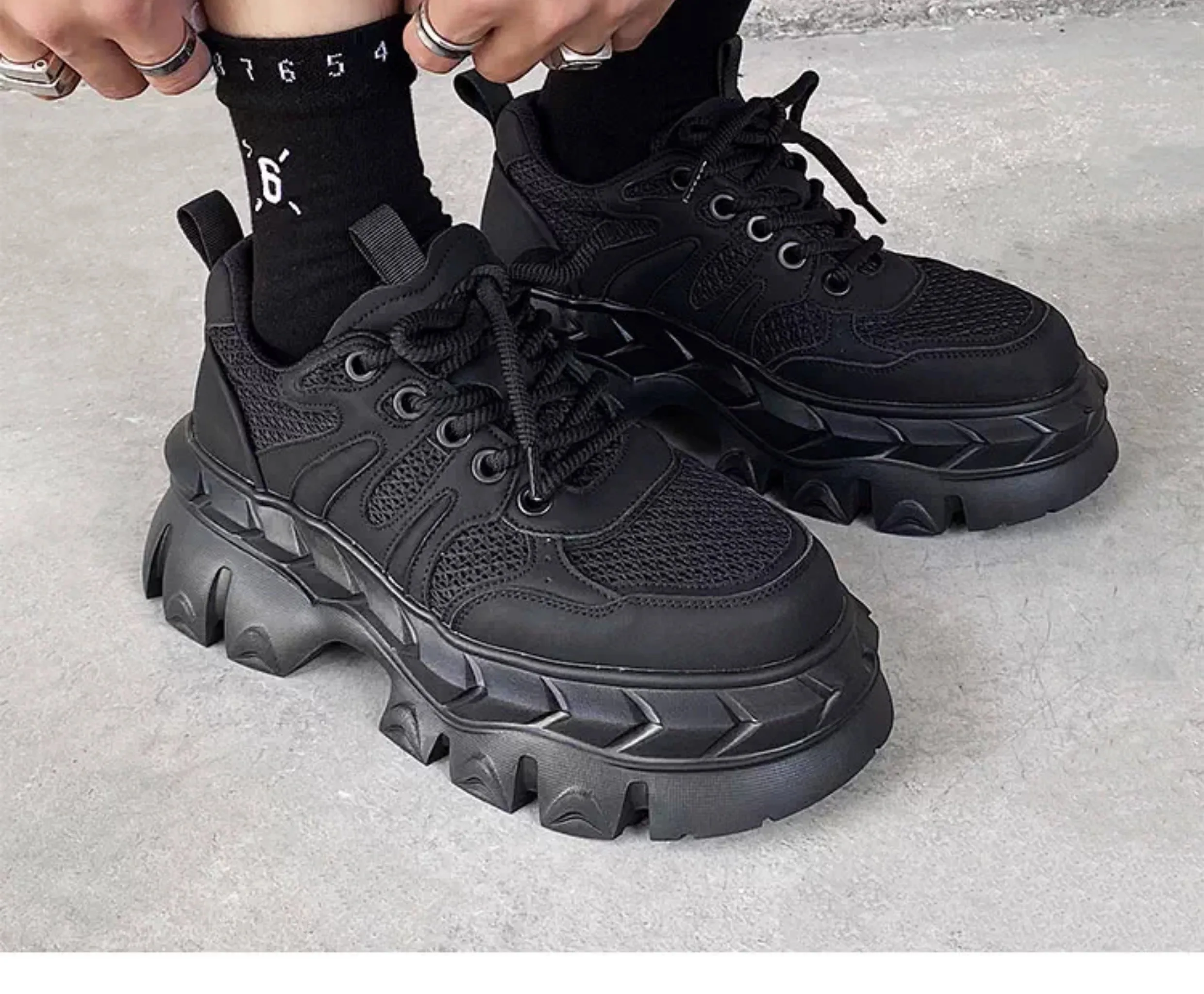Height increasing 7CM men's shoes IG dad shoes sporty and versatile summer breathable mesh thick sole derby shoes
