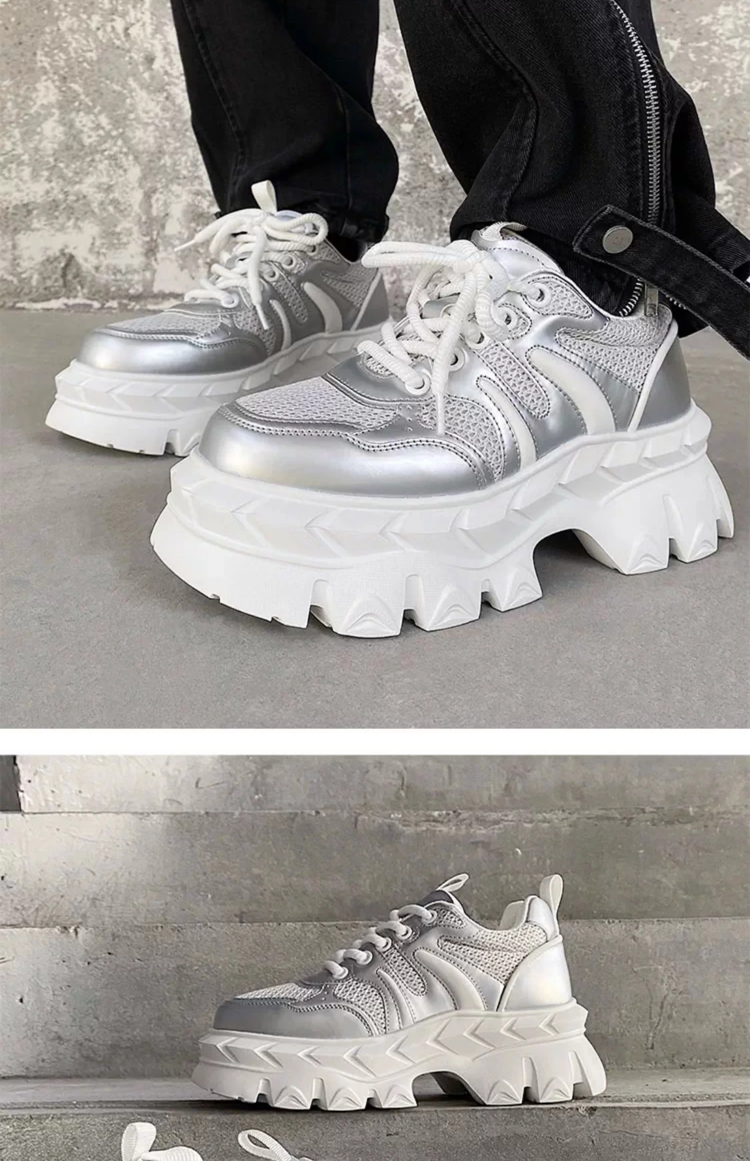 Height increasing 7CM men's shoes IG dad shoes sporty and versatile summer breathable mesh thick sole derby shoes