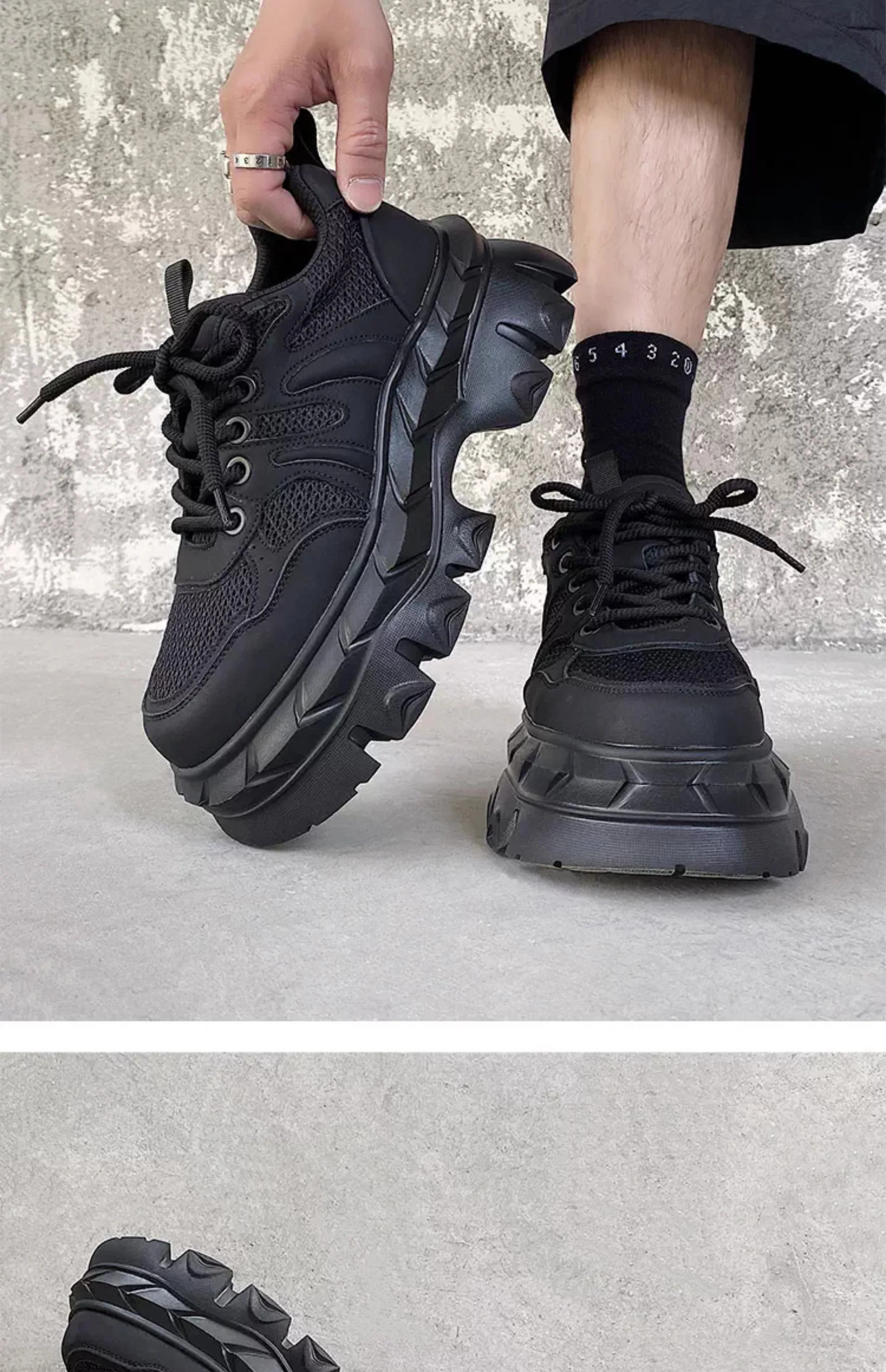 Height increasing 7CM men's shoes IG dad shoes sporty and versatile summer breathable mesh thick sole derby shoes
