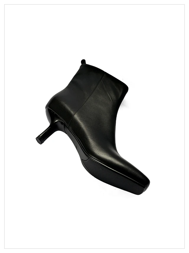 2027 Autumn Winter Trendy New Simple Versatile Sexy Square Toe Slim Heel Side Zipper Women's Genuine Leather Ankle Boots