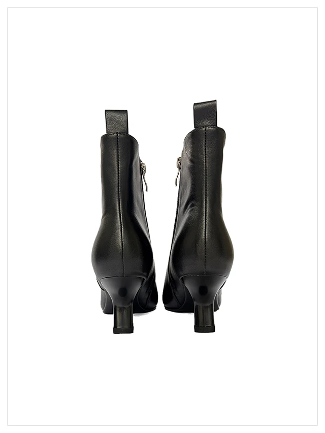 2027 Autumn Winter Trendy New Simple Versatile Sexy Square Toe Slim Heel Side Zipper Women's Genuine Leather Ankle Boots