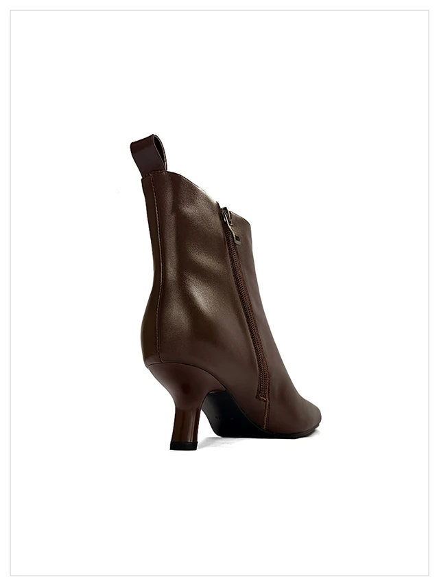 2027 Autumn Winter Trendy New Simple Versatile Sexy Square Toe Slim Heel Side Zipper Women's Genuine Leather Ankle Boots