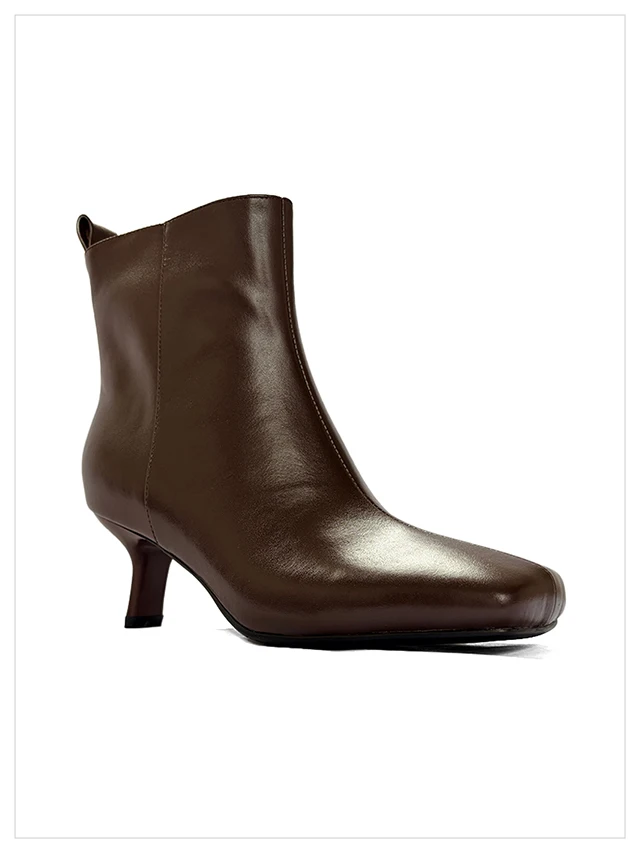 2027 Autumn Winter Trendy New Simple Versatile Sexy Square Toe Slim Heel Side Zipper Women's Genuine Leather Ankle Boots