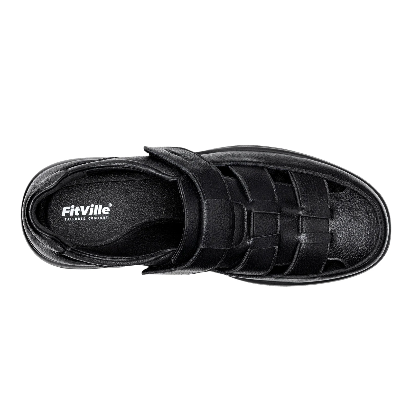 FitVille Men'S Extra Wide Leather Open Toe Sports Sandals, Orthopedic Diabetic Non Slip Support Sandals For Summer Outdoor