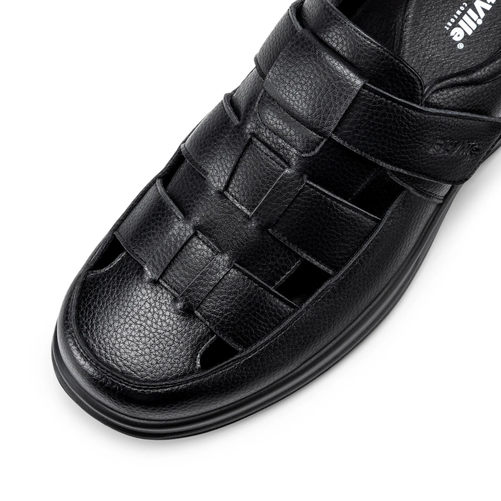 FitVille Men'S Extra Wide Leather Open Toe Sports Sandals, Orthopedic Diabetic Non Slip Support Sandals For Summer Outdoor