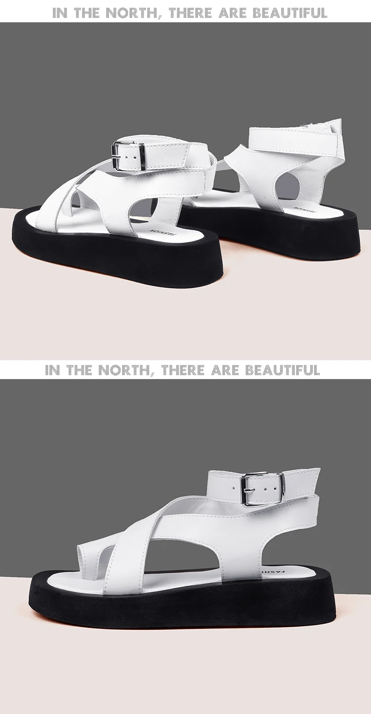 AIYUQI Sandals Women Genuine Leather 2026 Summer New Clip Toe Sandals Ladies Roman Women Shoes Muffin Sandals WHS MTO