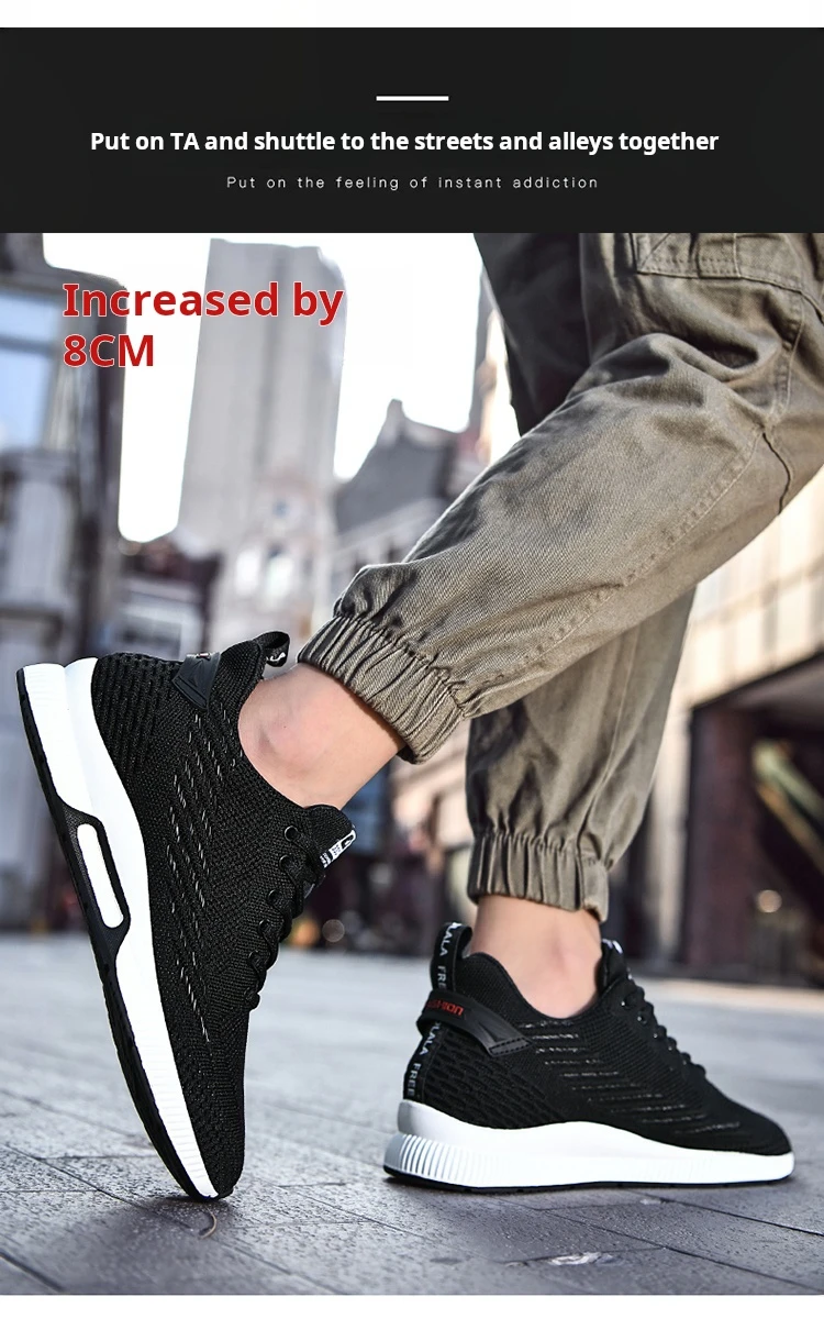 New Sneakers Man Elevator Shoes Height Increase Shoes for Men Insoles 8CM Mesh Breathable Sports Heightening Footwear Tall Shoes