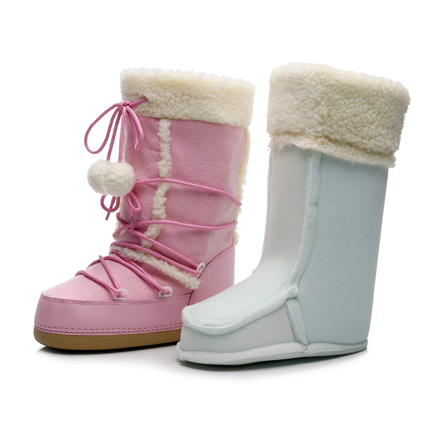 Pink Women Snow Boots Winter Female Boots Thick Outdoor Waterproof Non-slip Mid-calf Boots Fashion Warm Fur Woman Winter Shoes